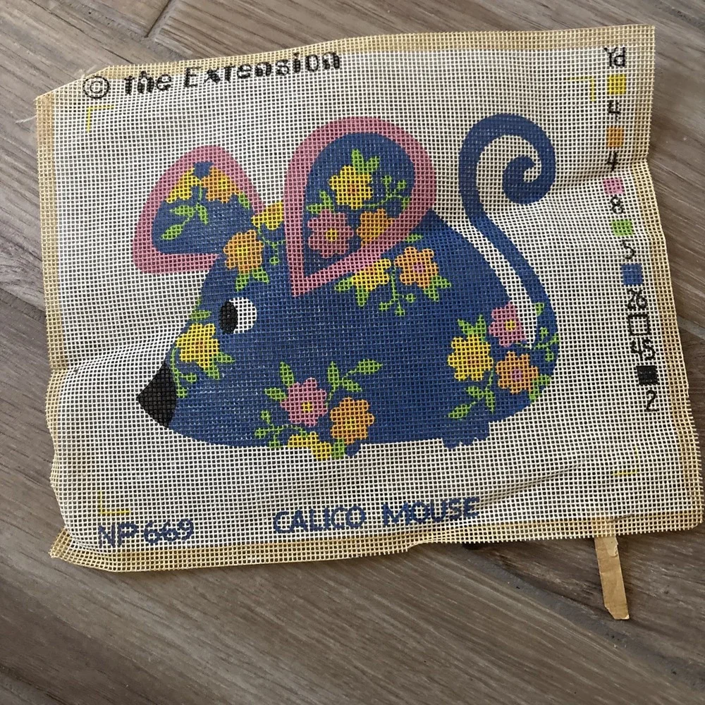 Vintage The Extension Calico Mouse canvas pattern New